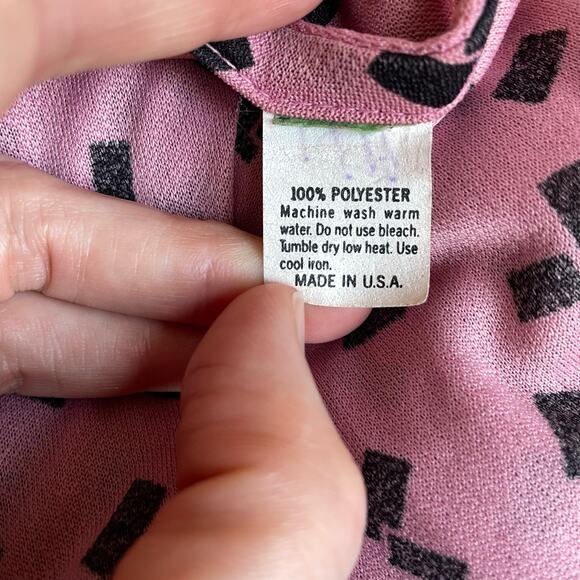 Vintage Disco Secretary Dress, Early 1980s Mauve & Black Peplum Mini Sz S - Picture 9 of 10